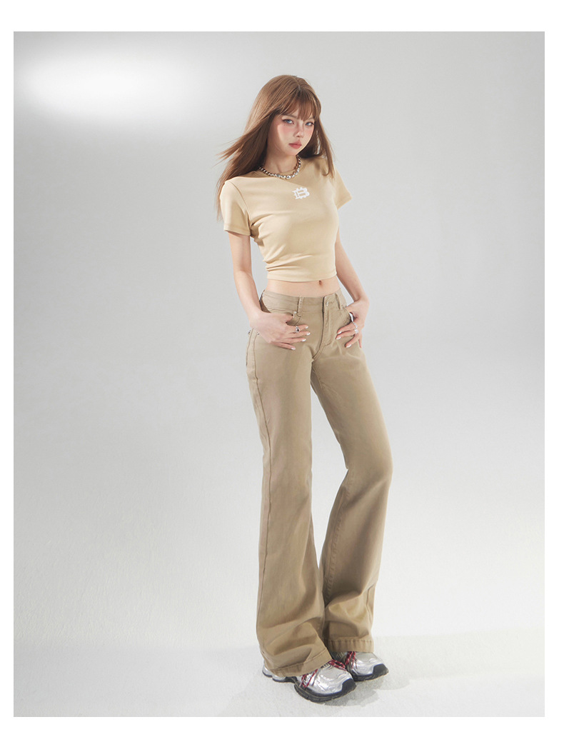 Women's Fitted Flare Jeans Low Waist Spicy Girl Skinny Slim Fit Versatile Hoof Pants