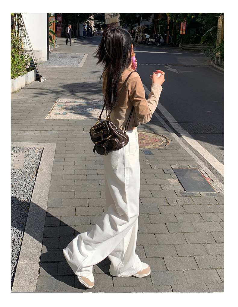 Women's Simple Wide-Leg Jeans High-Waist Loose All-Match Pants
