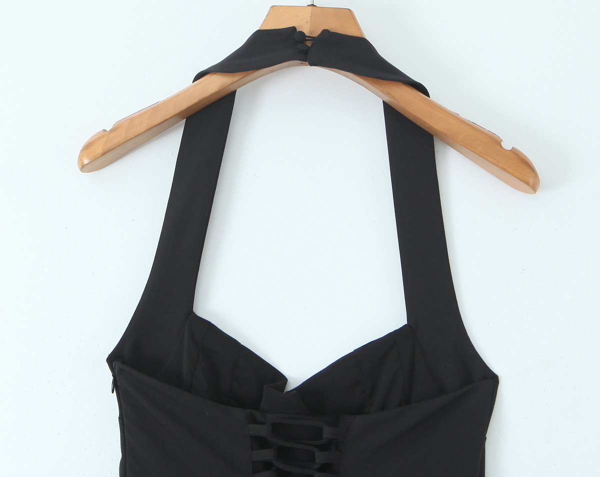 Solid Polyester Sleeveless Strap Commute Dress