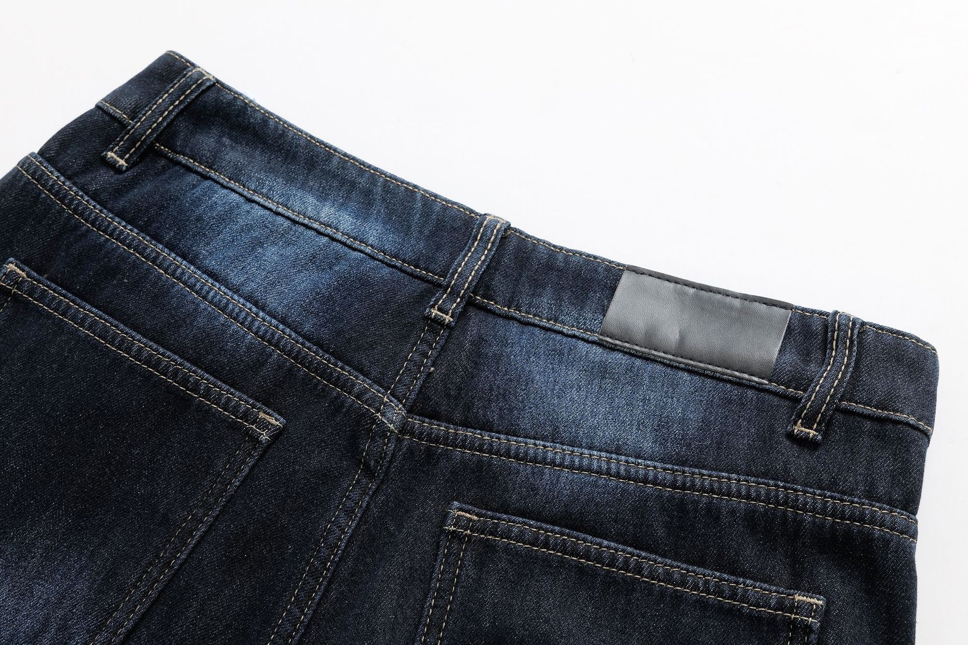 Retro autumn and winter warm and plush slim straight pants jeans