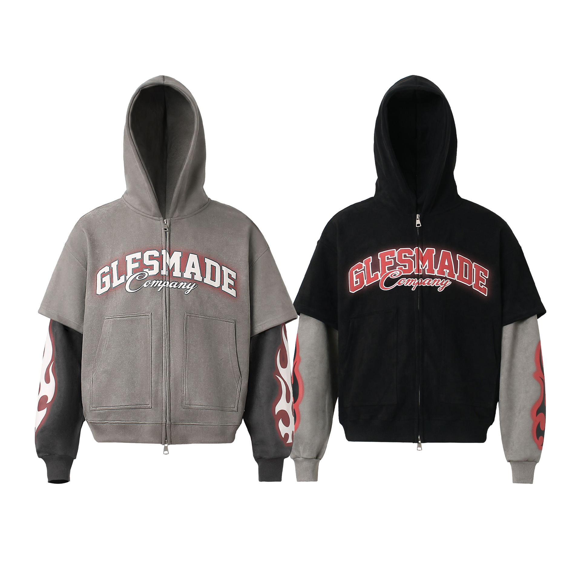 Streetwear Synthetic Graphic Long Sleeve Zip Hood Sweatshirt
