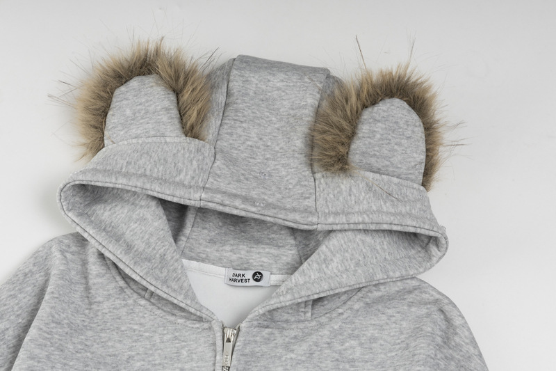 Oversized Streetwear Teddy Letter Print Cotton Hoodie