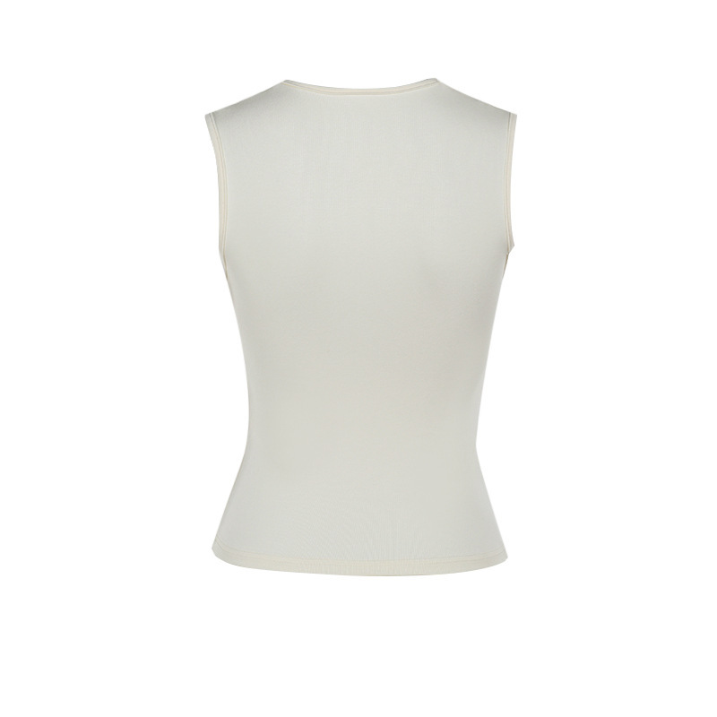 Lace patchwork V-neck bow vest top