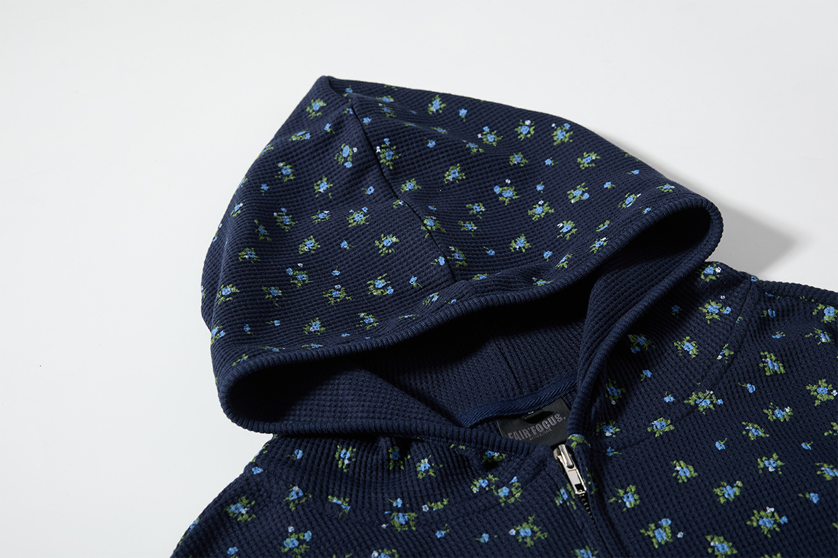 Small floral cardigan zipper hoodie short