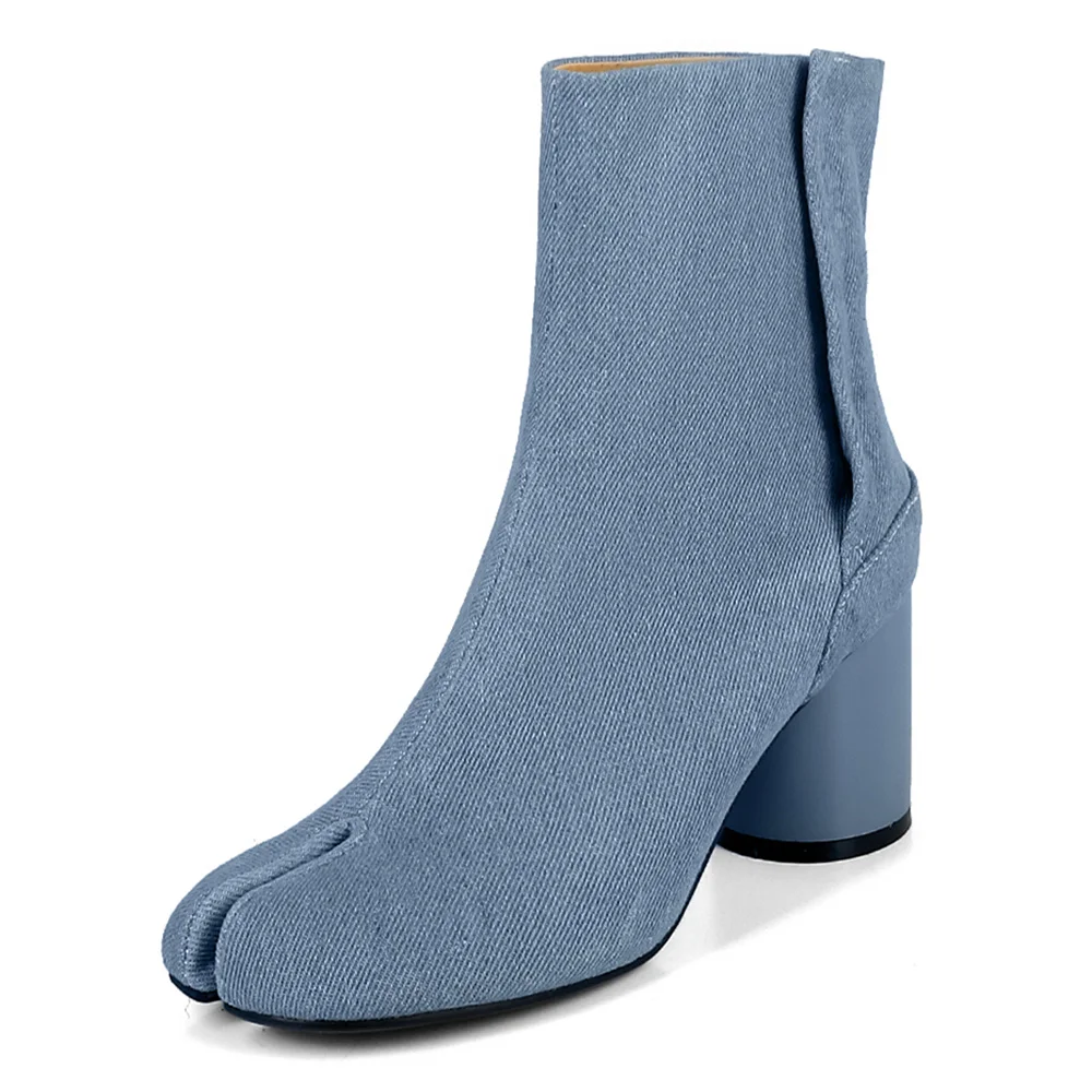Classic Leather Pointed Toe Block Heel Boots