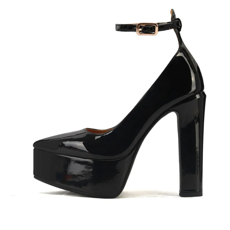 Ladies Shiny Stiletto Raised Sole Evening Shoes