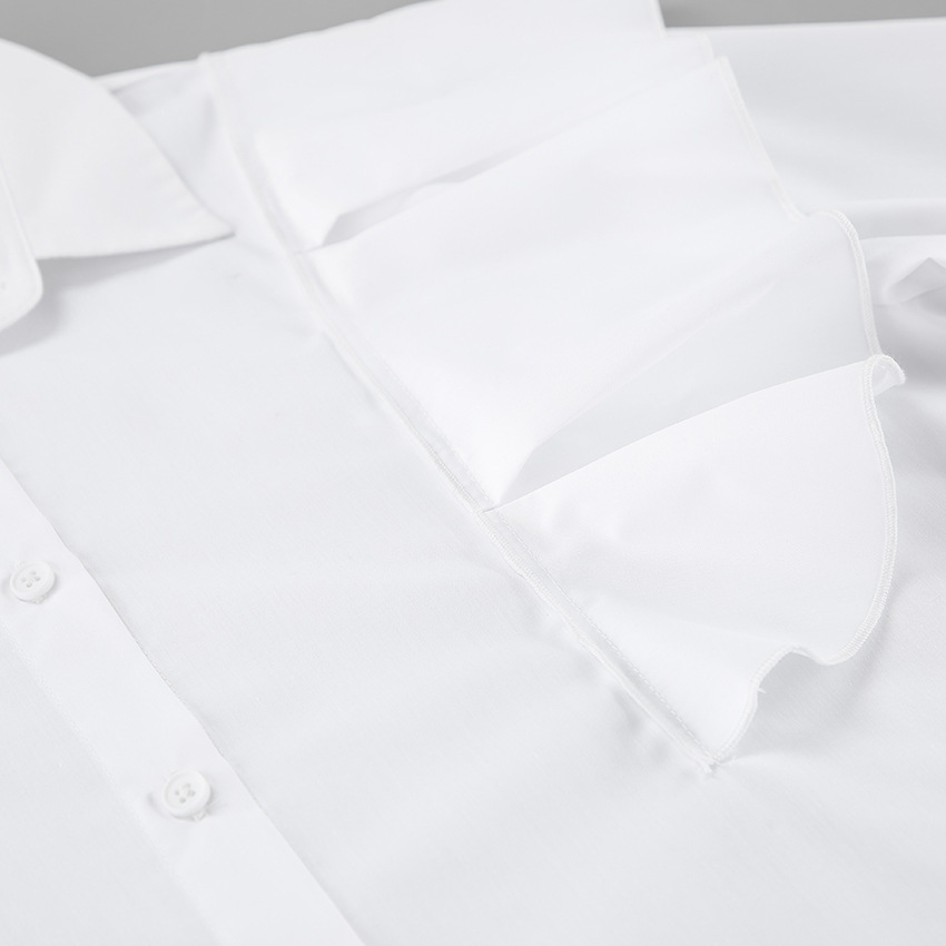Office Cotton Polyester Lapel Relaxed Fit Top