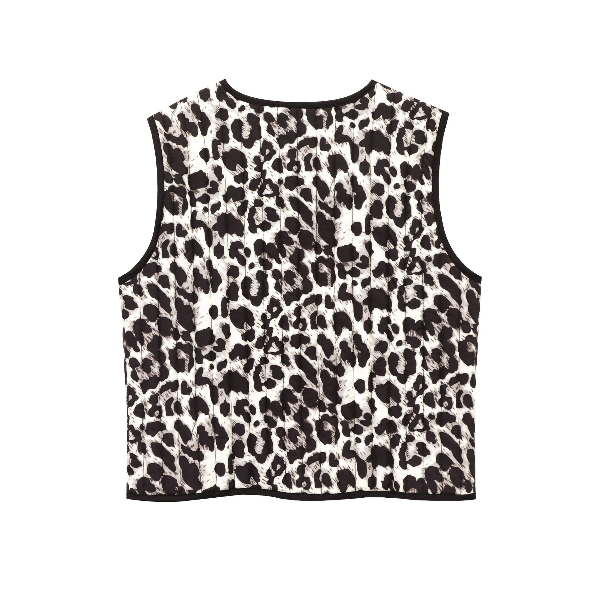 Bow decoration leopard print face vest for women