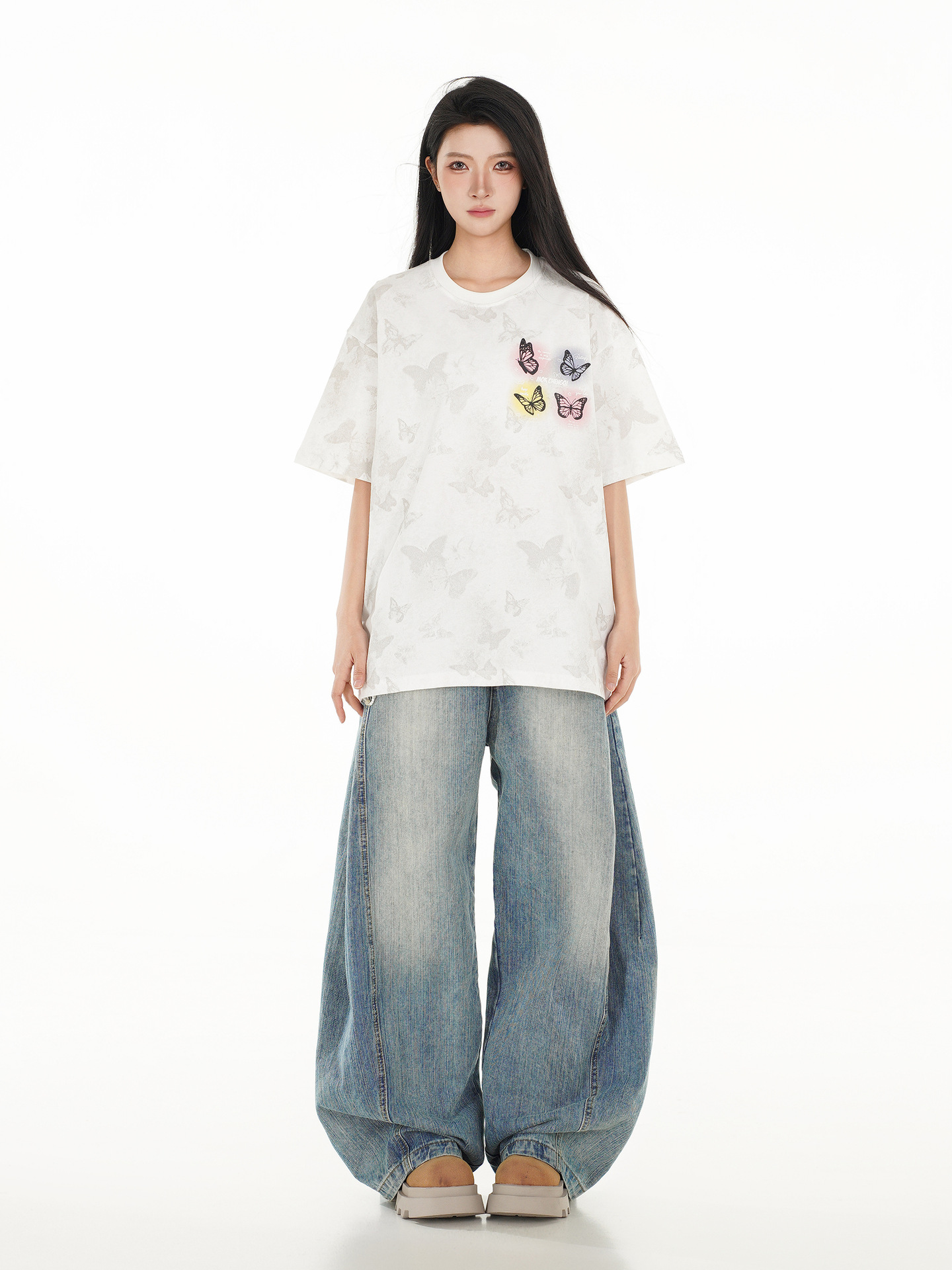 Vintage American Cotton Crew Neck Oversized Monarch Tee