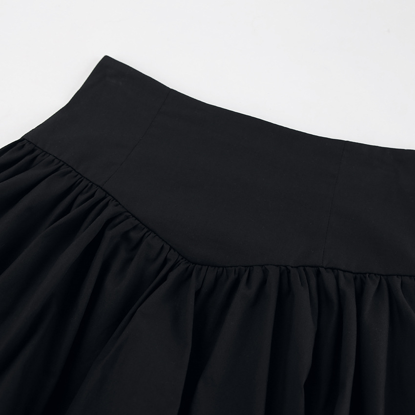 Elegant Cotton High-Waist Bubble Skirt for Office Wear A-Line Skirt Slimming Short Skirt