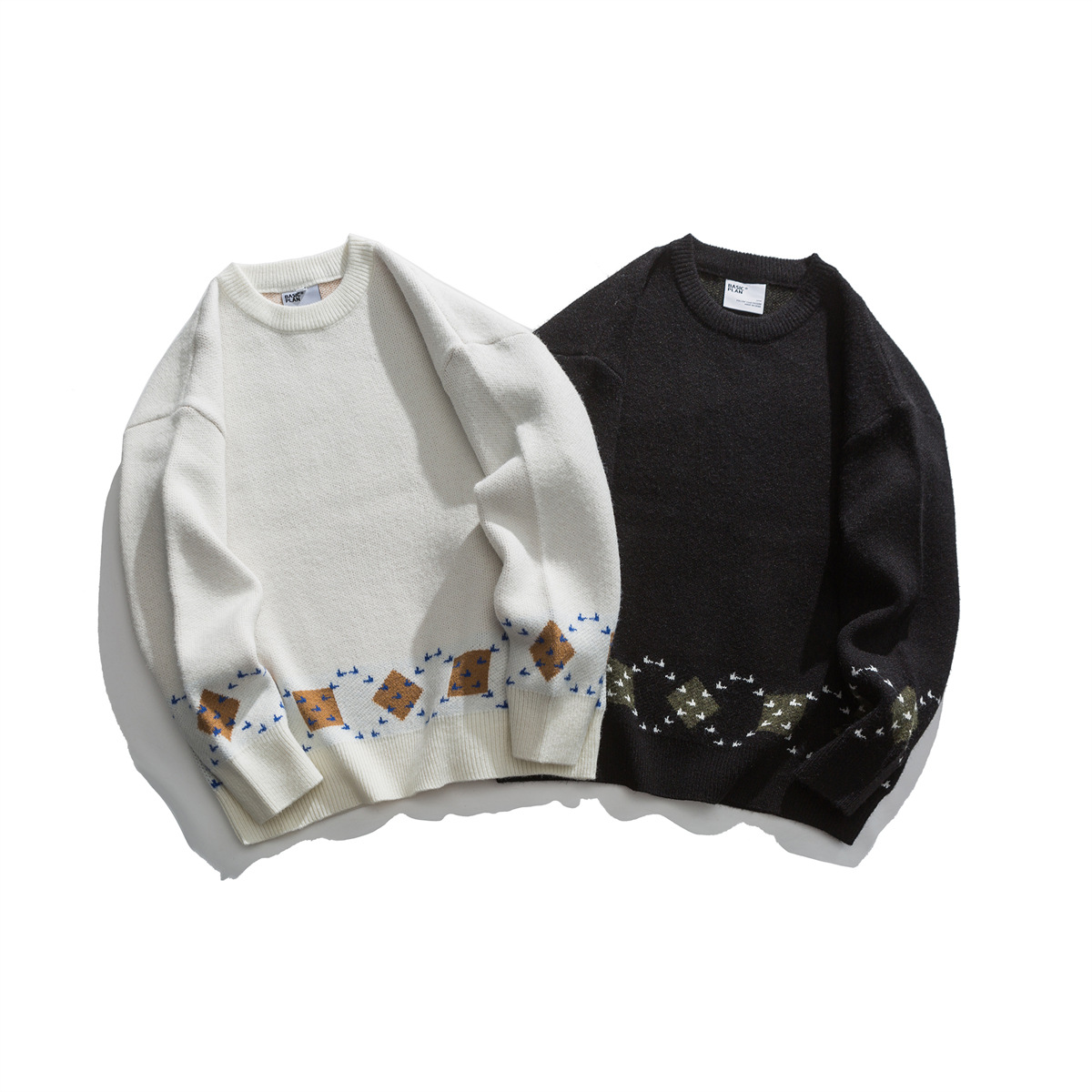 Japanese Workwear Color Block Oversized Sweater