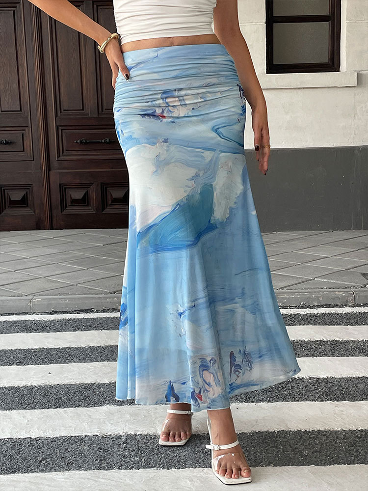 Soft Glossy Swirl Polyester Skirt