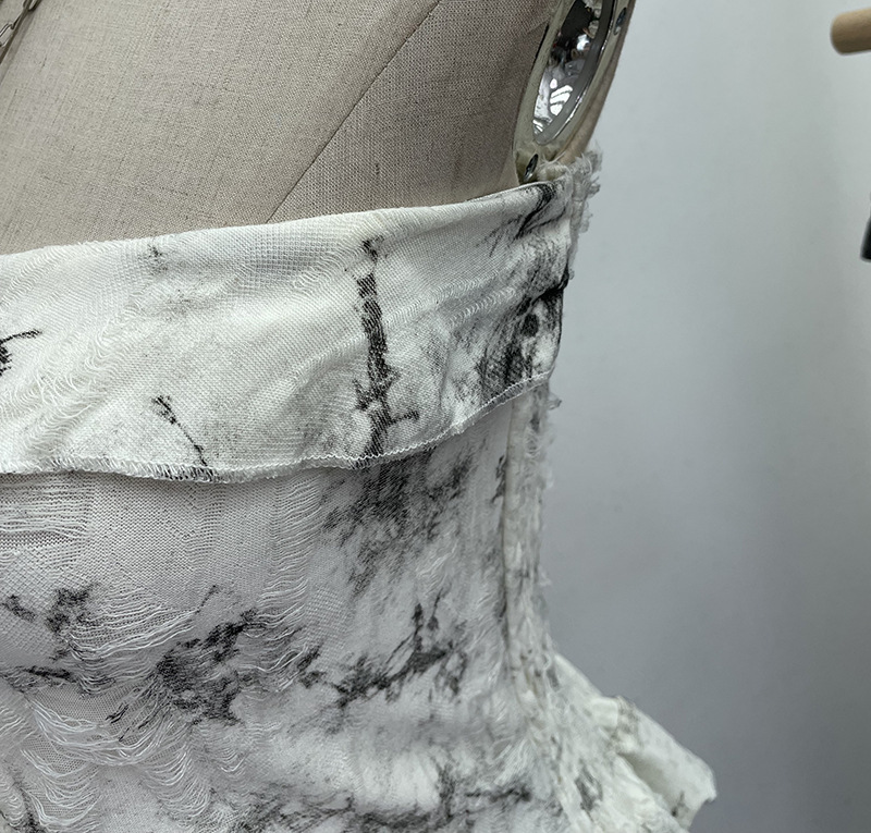 Ombre Asymmetrical Distressed Frilled Bandeau Vest