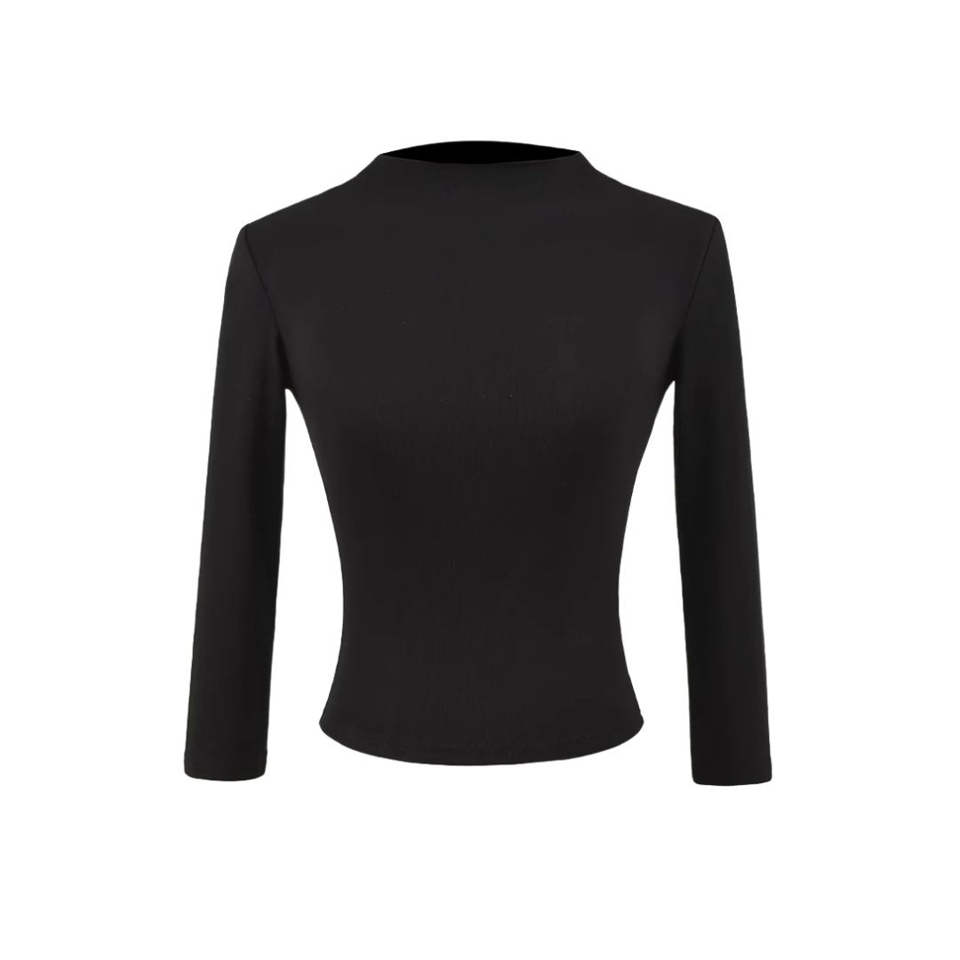 Sassy Plain Round Neck Snug Three-Quarter Short Tee