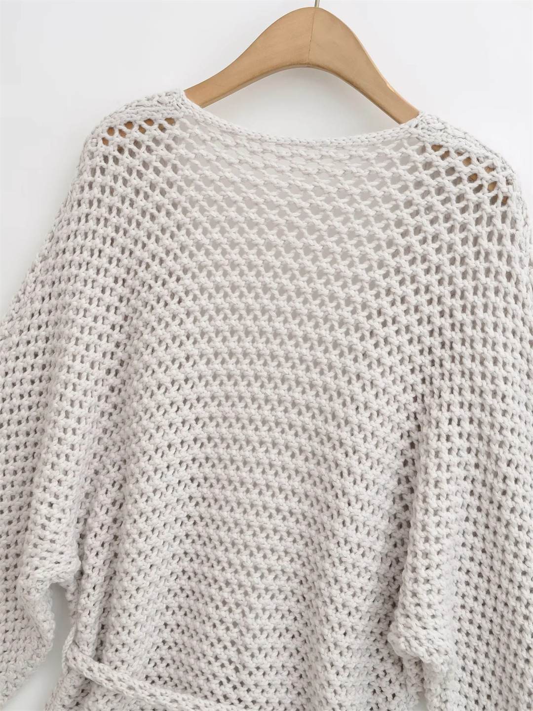 Lazy V-Neck Long Sleeve Plain Cardigan