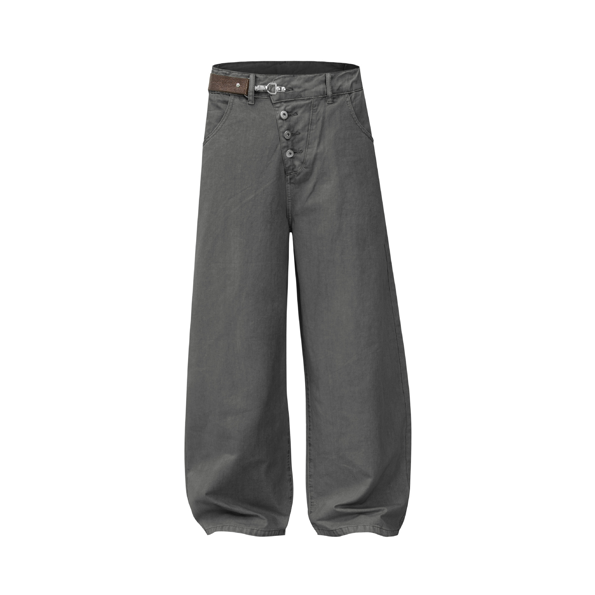 Street Retro Deconstructed Irregular Design Men's Loose Wide-Leg Jeans