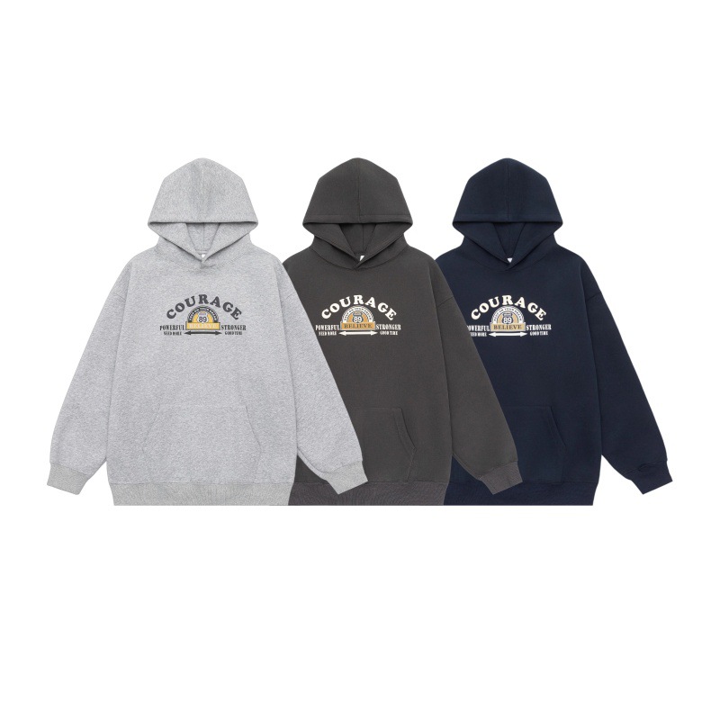 Retro Oversized Cotton Blend Lettering Hoodie