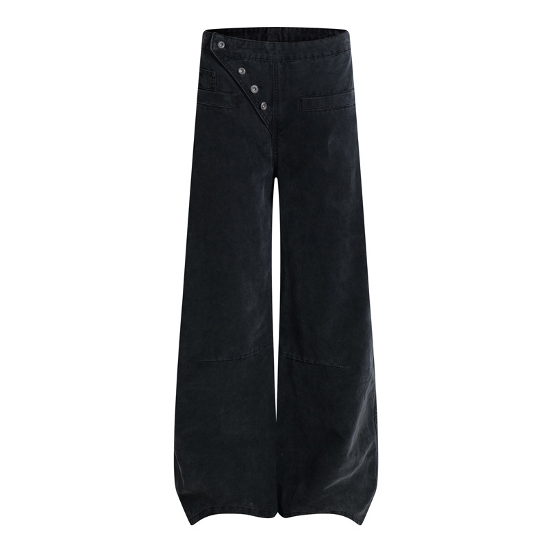 Original Streetwear Brand Design Vintage Button Decoration High-Street Cool Loose Casual Knife Pants Jeans Long Pants