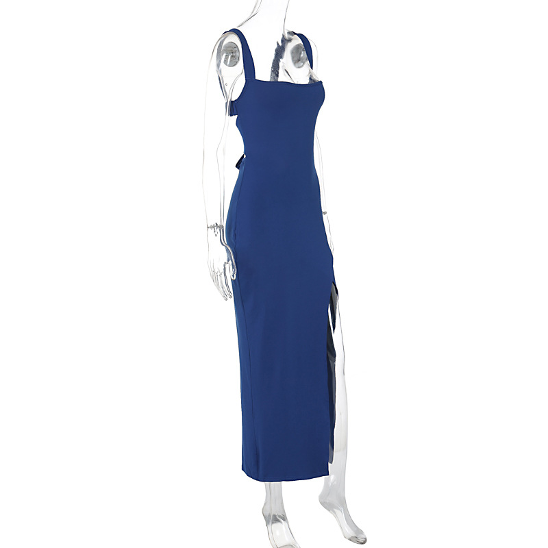 One Shoulder Side Split Open Back Bodycon Dress