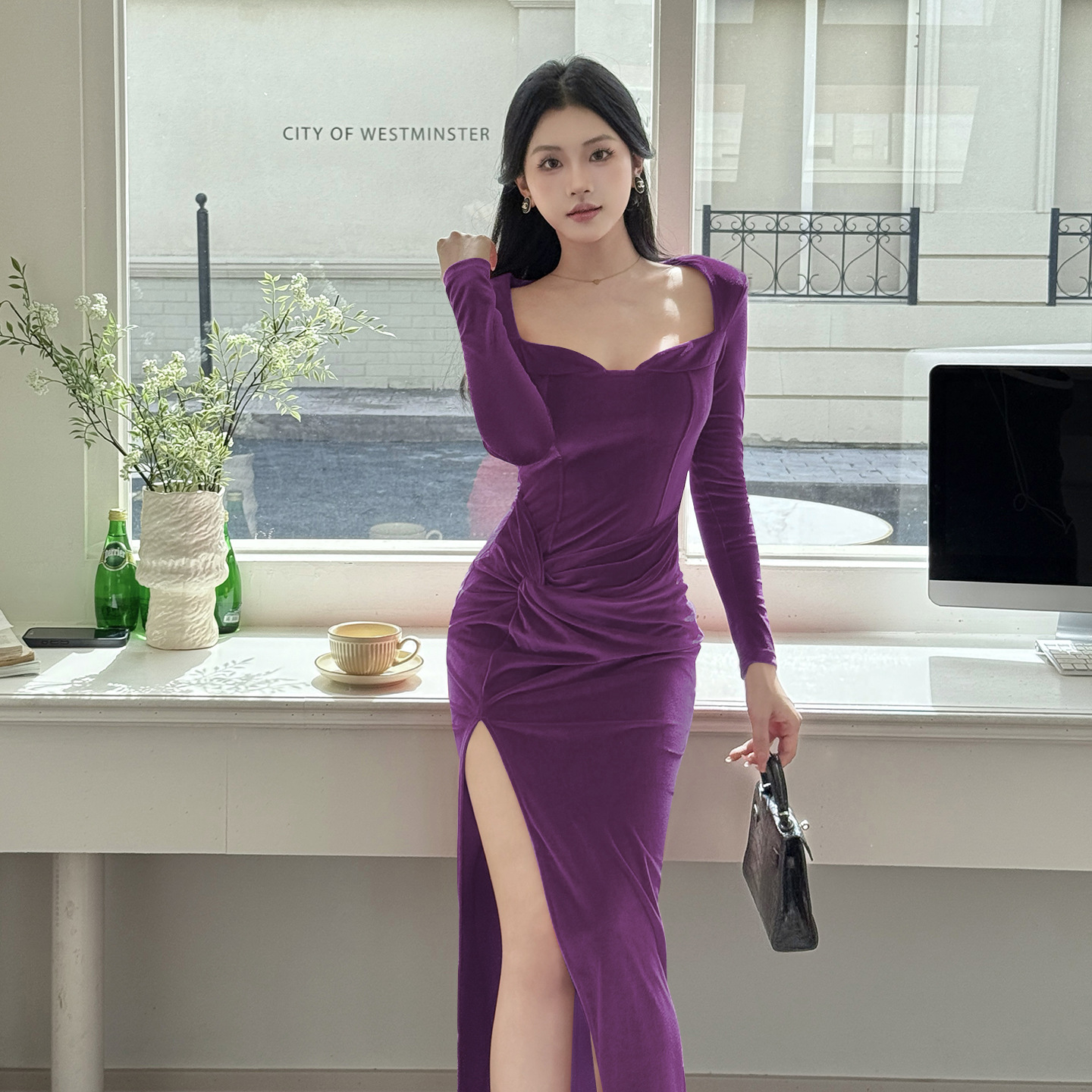 Bodycon Maxi Dress with Side Split