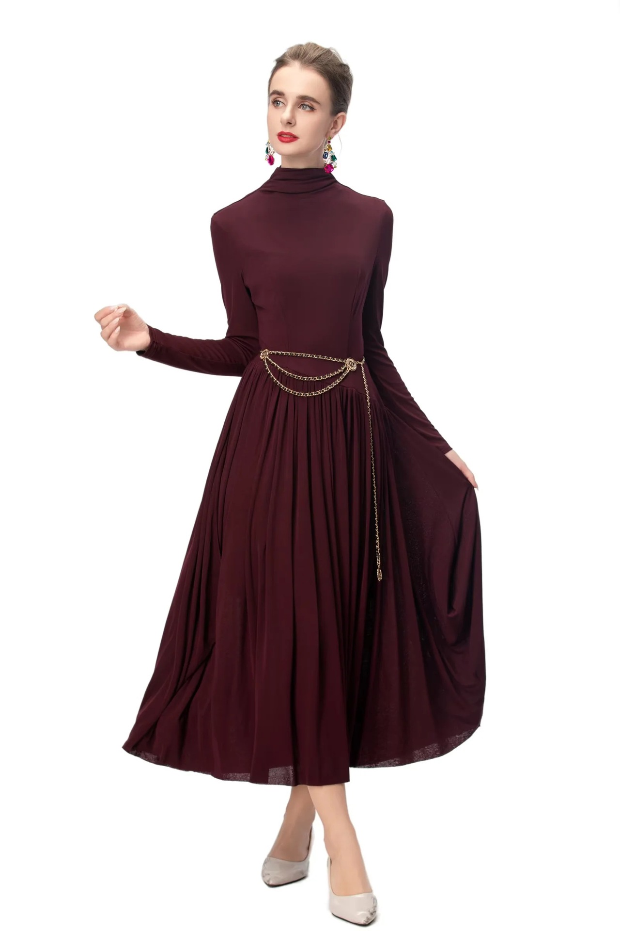 High-Rise Solid Chenille Commute Maxi Skirt