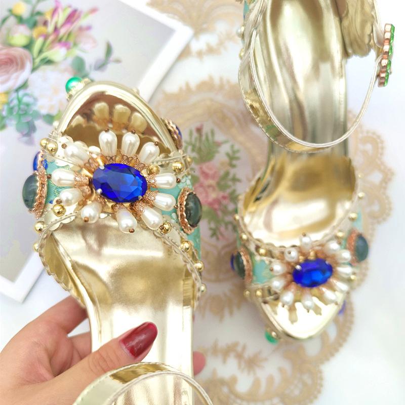 Plus Size Heel Water Block Heel Baroque Fish Mouth Women's Sandals