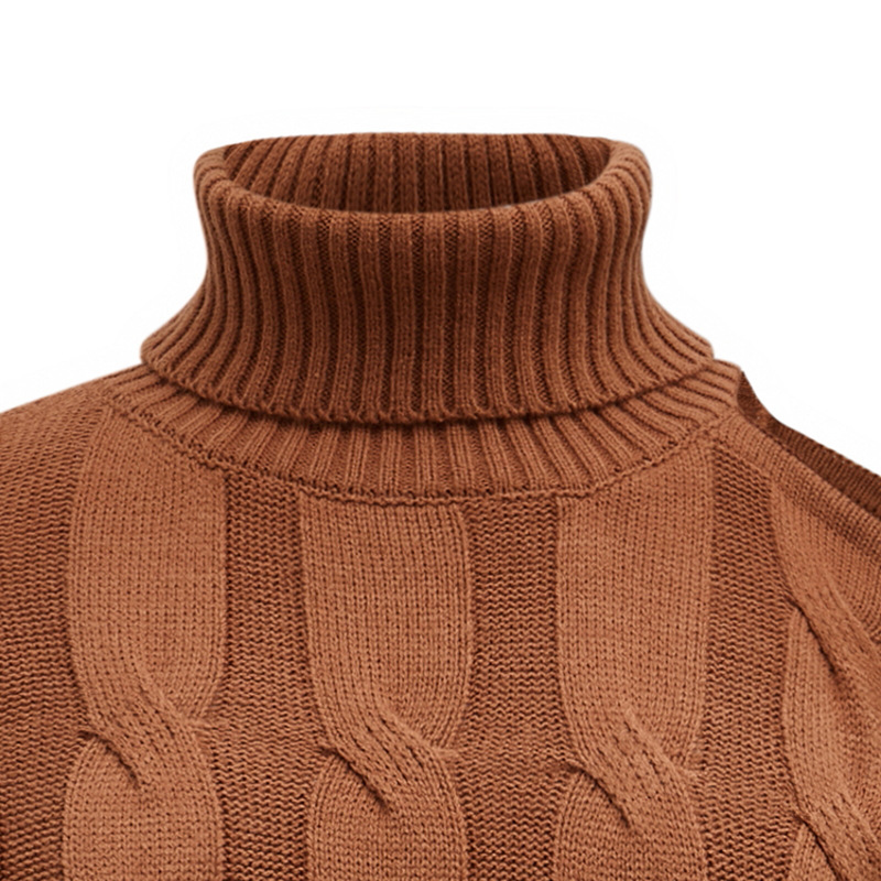 Ladies Plain Relaxed Crossover Roll Neck Acrylic Sweater