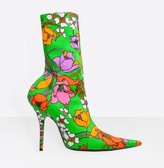 Floral Print Sexy Stiletto Sock Women Booties Stretch Pointed Toe High Heels Ankle Boots Fashion Botas Shoes Women Big Size 44