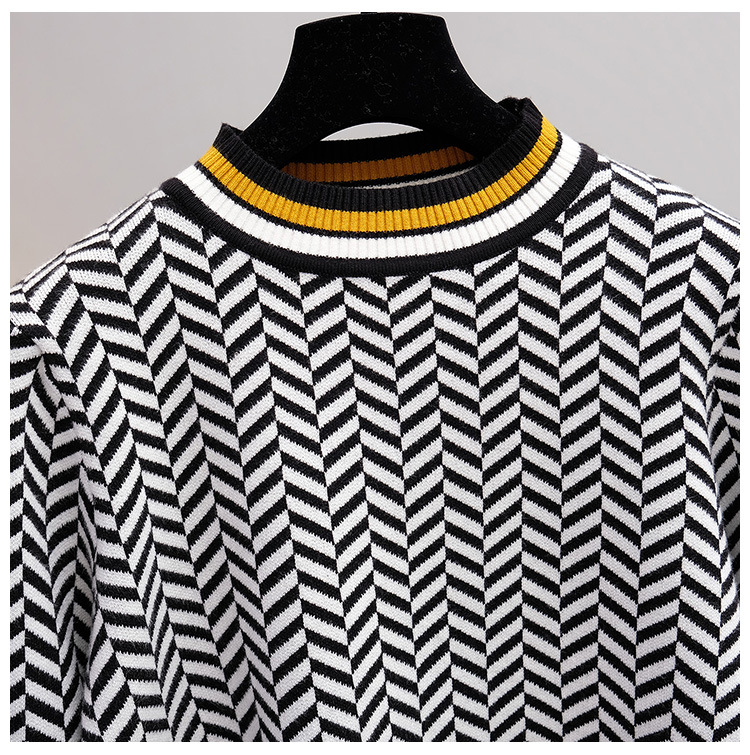 Ladies Chunky Long Sleeve Hedging Sweater