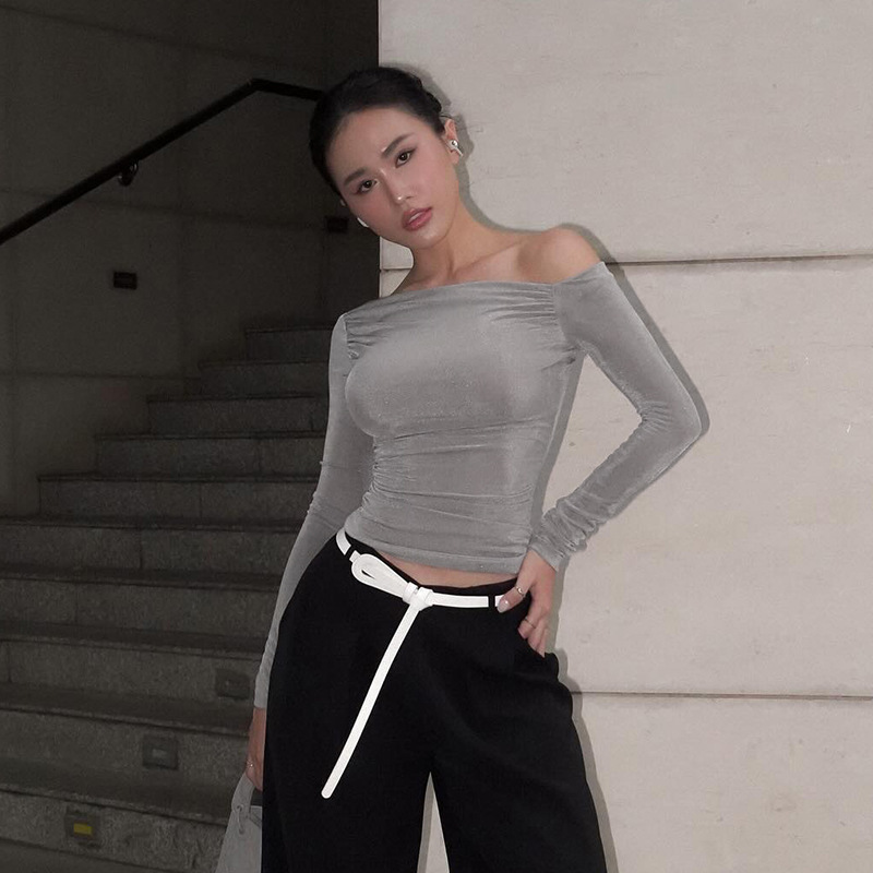 Ladies Slim Fit Solid Asymmetric Full-Length Sleeve Top