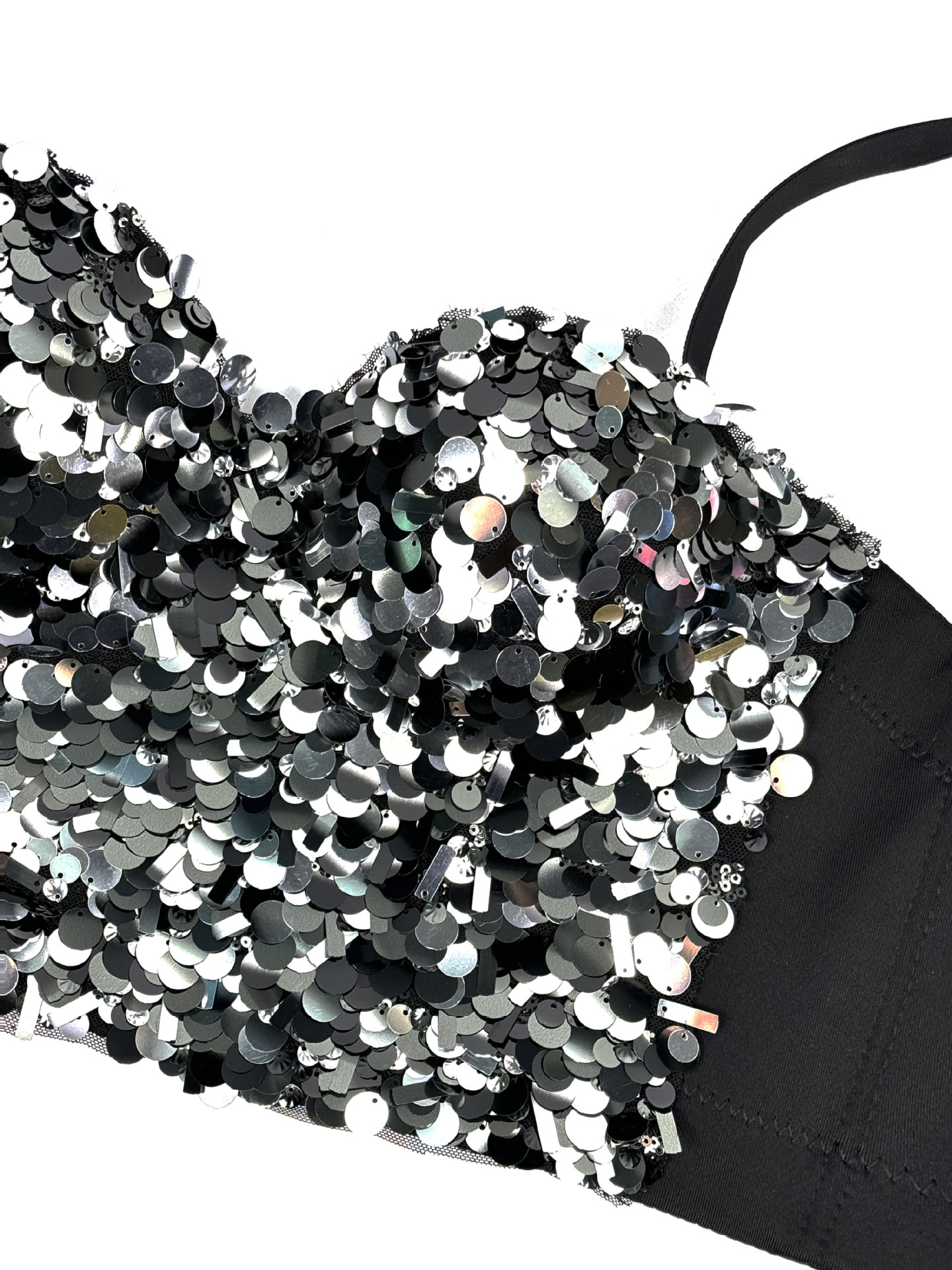Shiny Sequin Strapless Top Heavy Work Sexy Outerwear Backless Body Shaping Boned Bra Party Performance