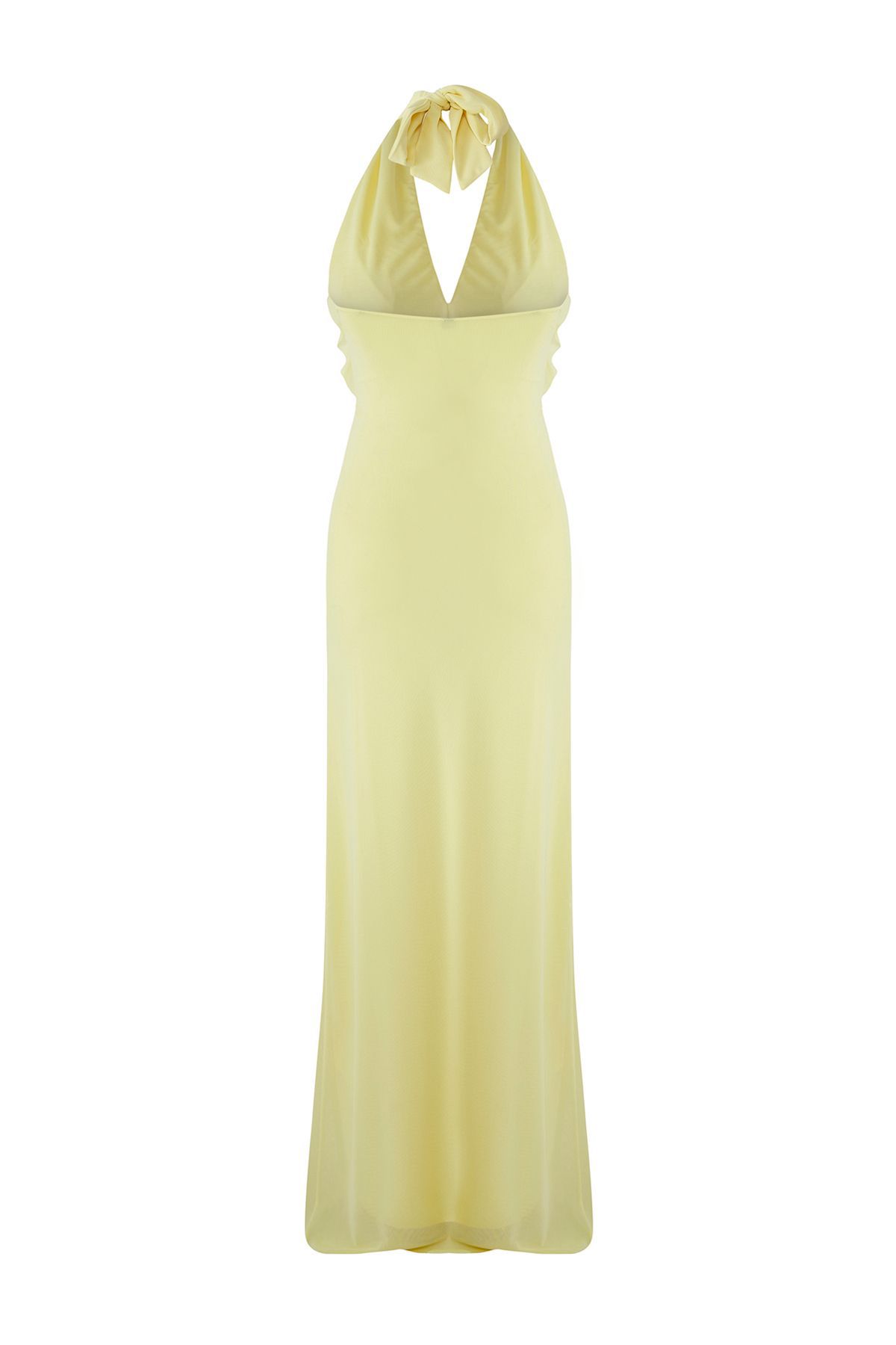 Yellow Solid Color Strapless Sexy Backless Lace High-Grade Dress Long Dress