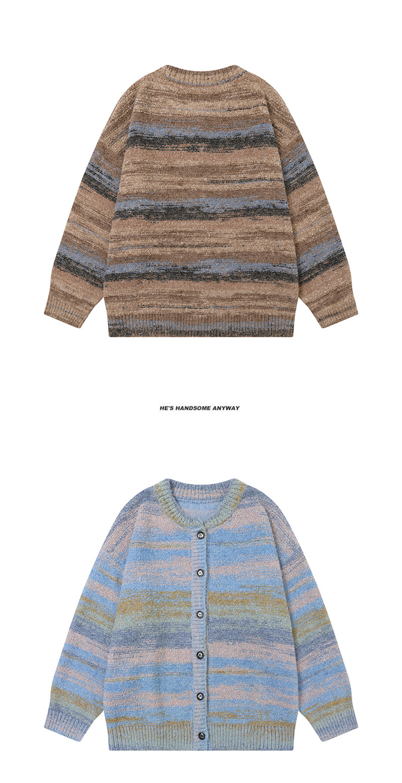 Unisex Oversized Japanese Workwear Jacquard Cardigan