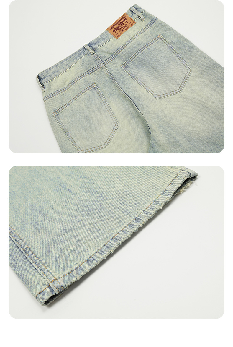 Light Blue Denim Pants for Men and Women Three-Dimensional Slimming Casual Loose Long Pants