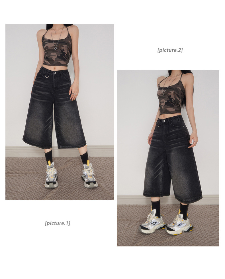 Women's Pants Loose Casual Slimming Pear-Shaped Denim Mid-Length Trousers