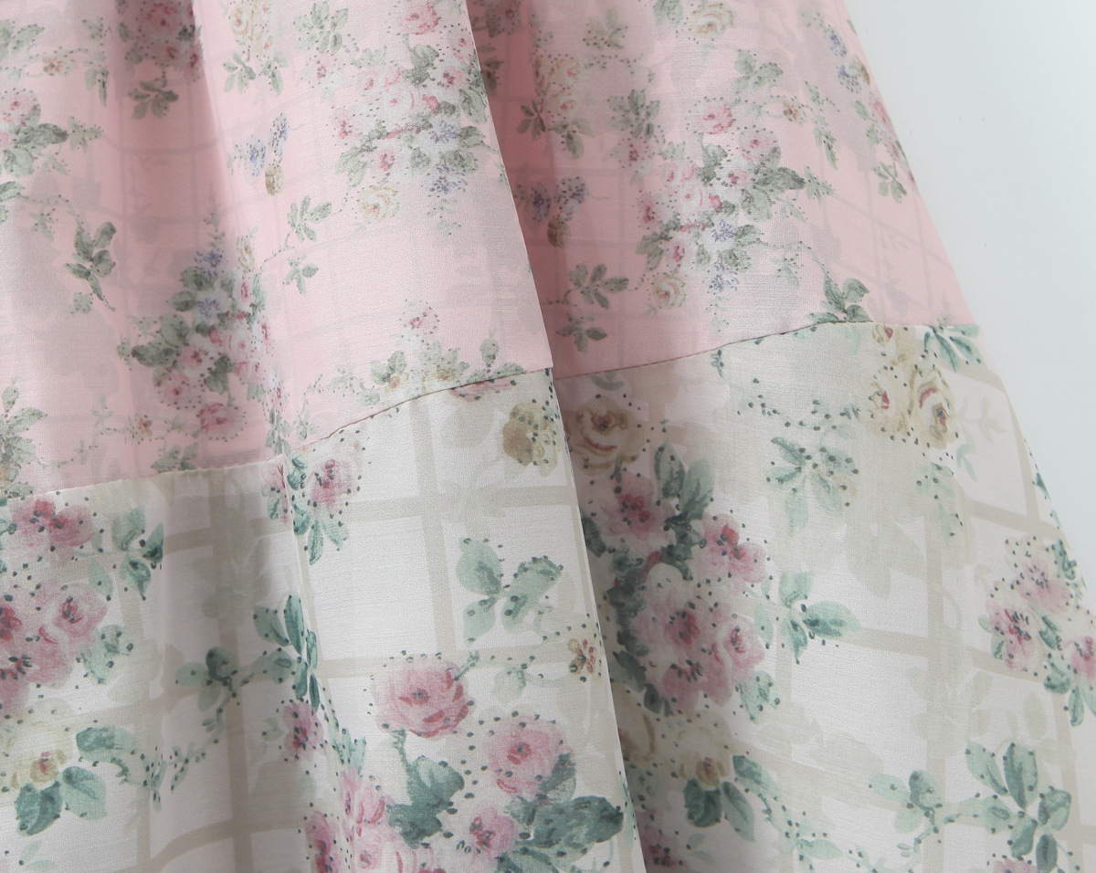 Square Neck Botanical Print Short Puff Resort Dress