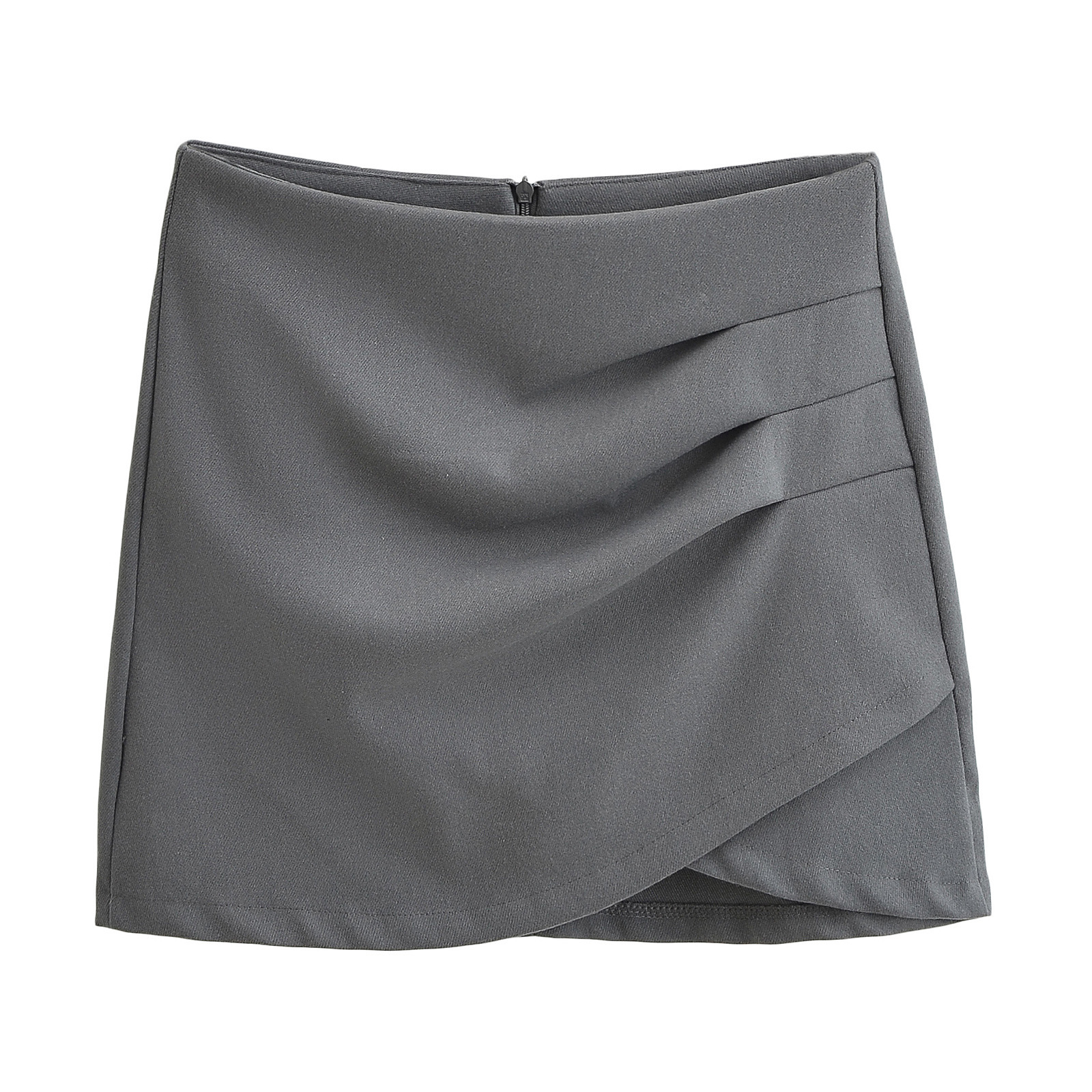 Asymmetrical Unprinted Cotton Blend Streetwear Skirt