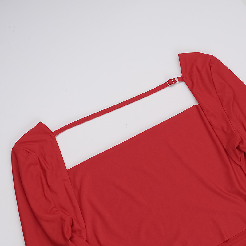 Full Sleeve V-Neck Bow Back Pencil Dress