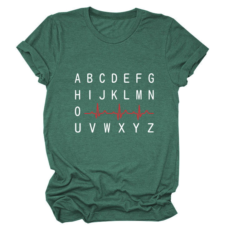 Ladies Geometric Print Round Neck Short Sleeve Tee