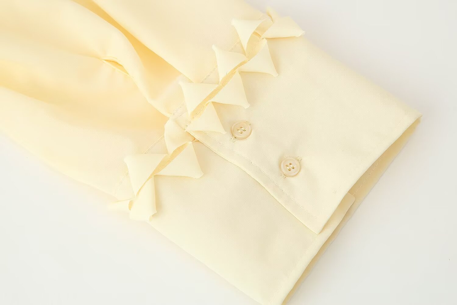 Ladies Solid Button Front Full Sleeve Frill Blouse
