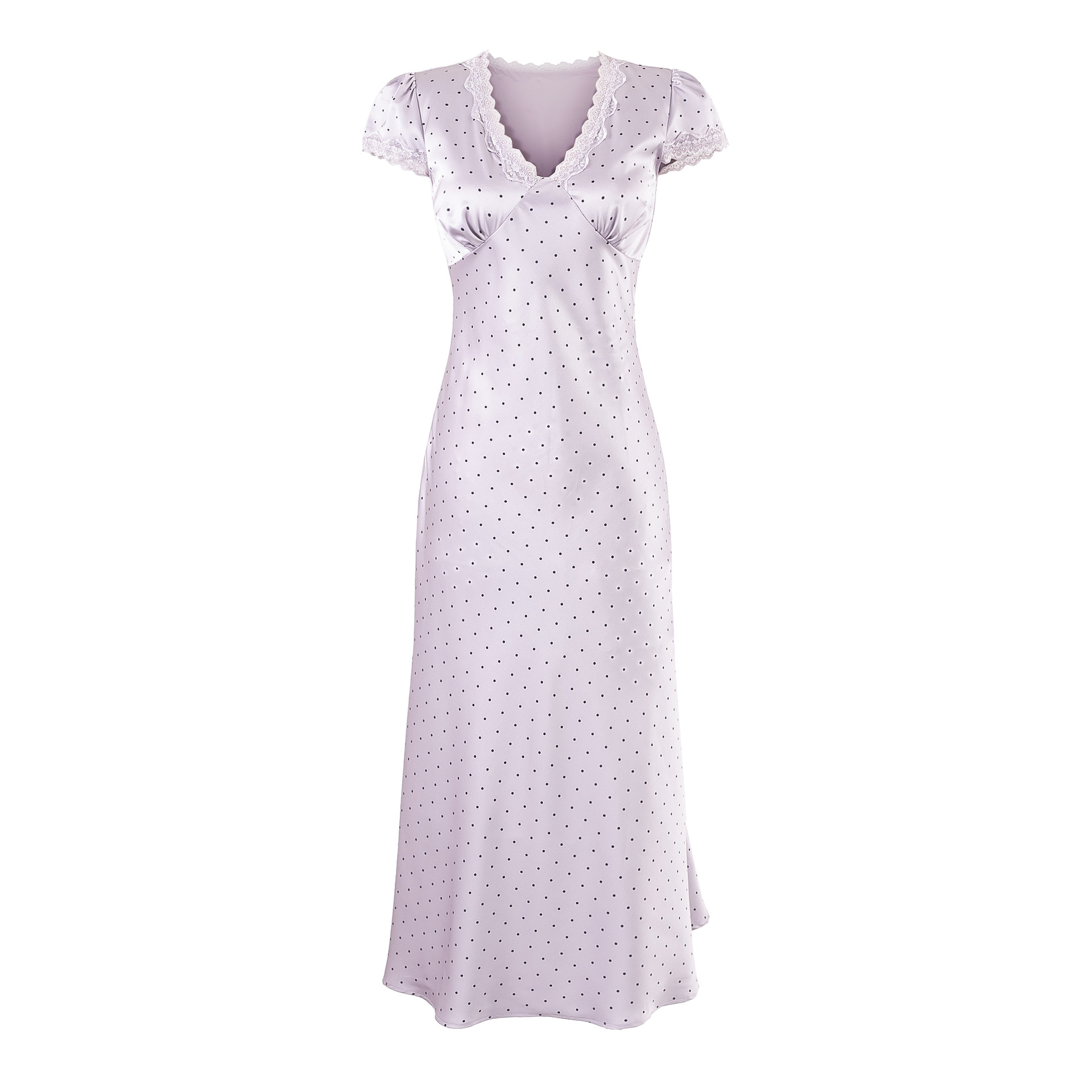 Deep V-neck dress, long skirt