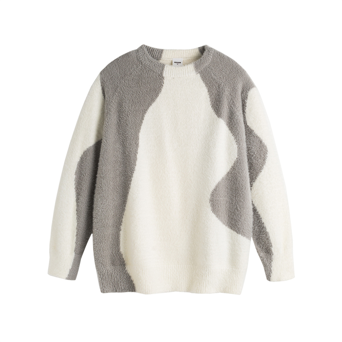 Oversized Long Sleeve Crew Two-Tone Workwear Sweater