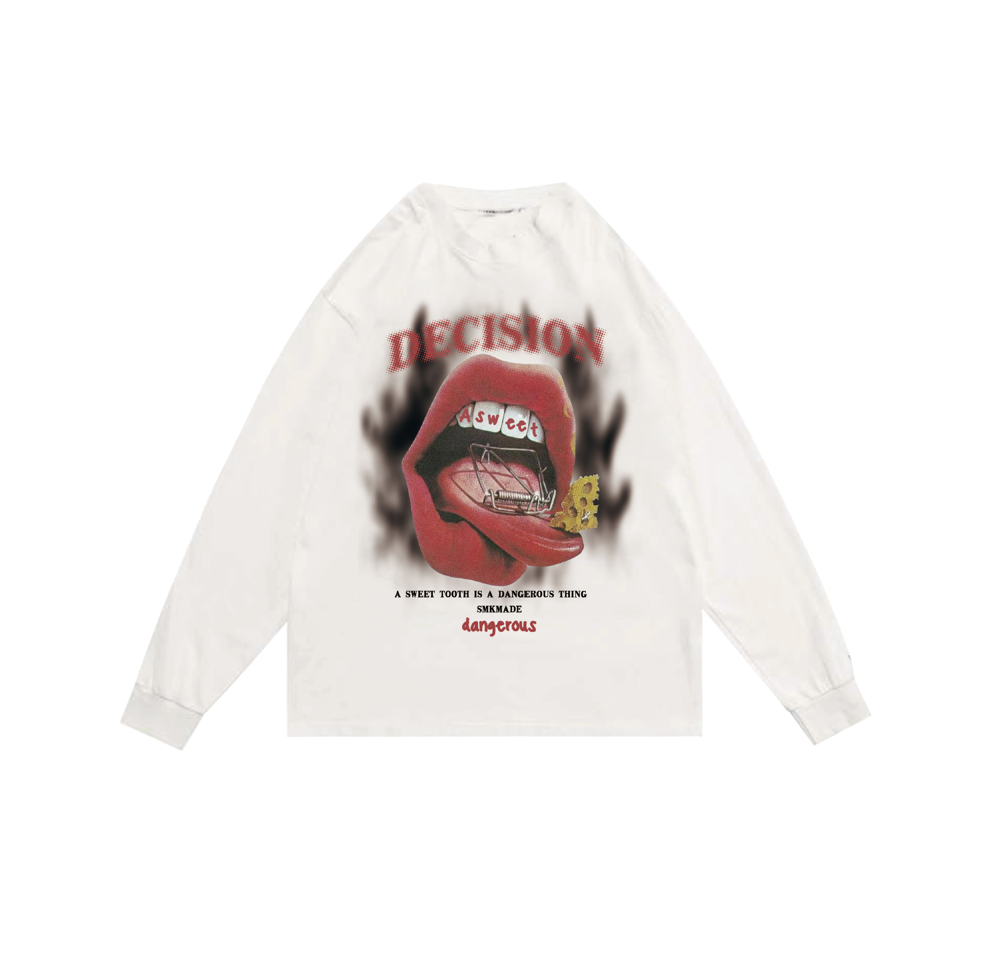Cotton Long Sleeve Kiss Graphic Hoodie