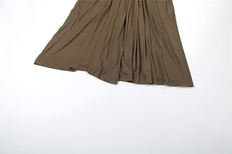 Crinkled Plunging Fitted Plain Full-Sleeve Maxi Dress