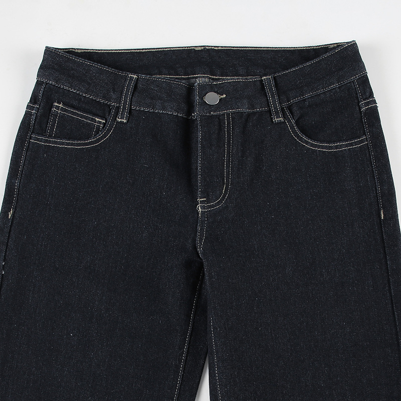 Vintage letter embroidery low waist slimming flared jeans