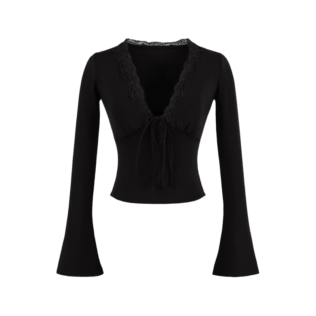 Solid Private Lady Plunge Neckline Slim Fit Top