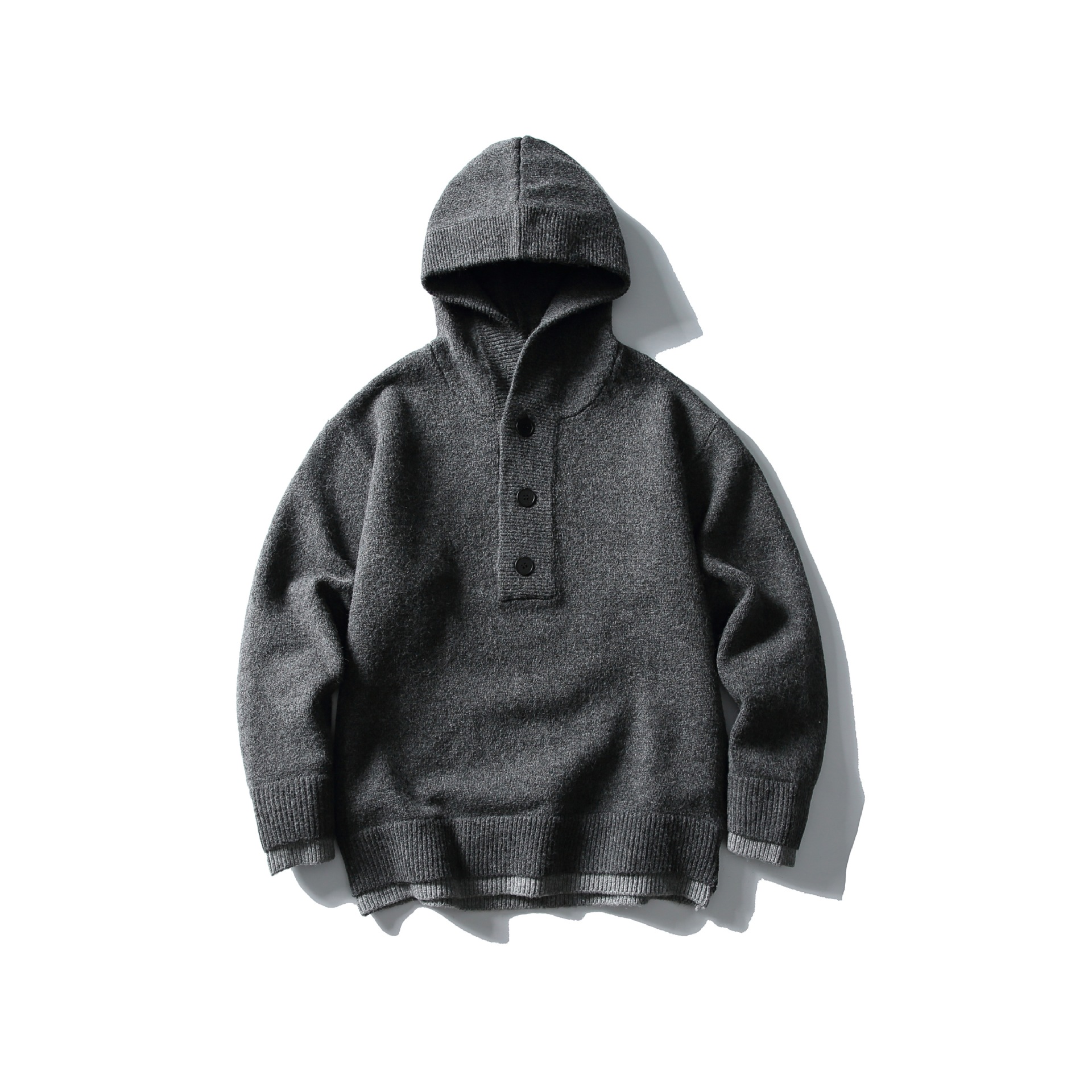 Premium Faux Layered Partial Zip Hood Sweater