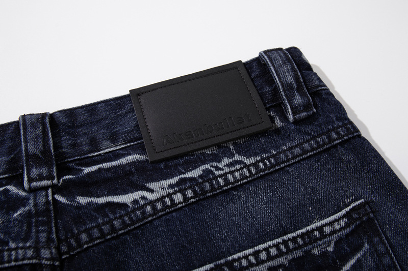 Retro Washed Lightning Pattern Men's Long Pants, INS Autumn Trendy Streetwear, Cool and Versatile Slightly Flared Jeans