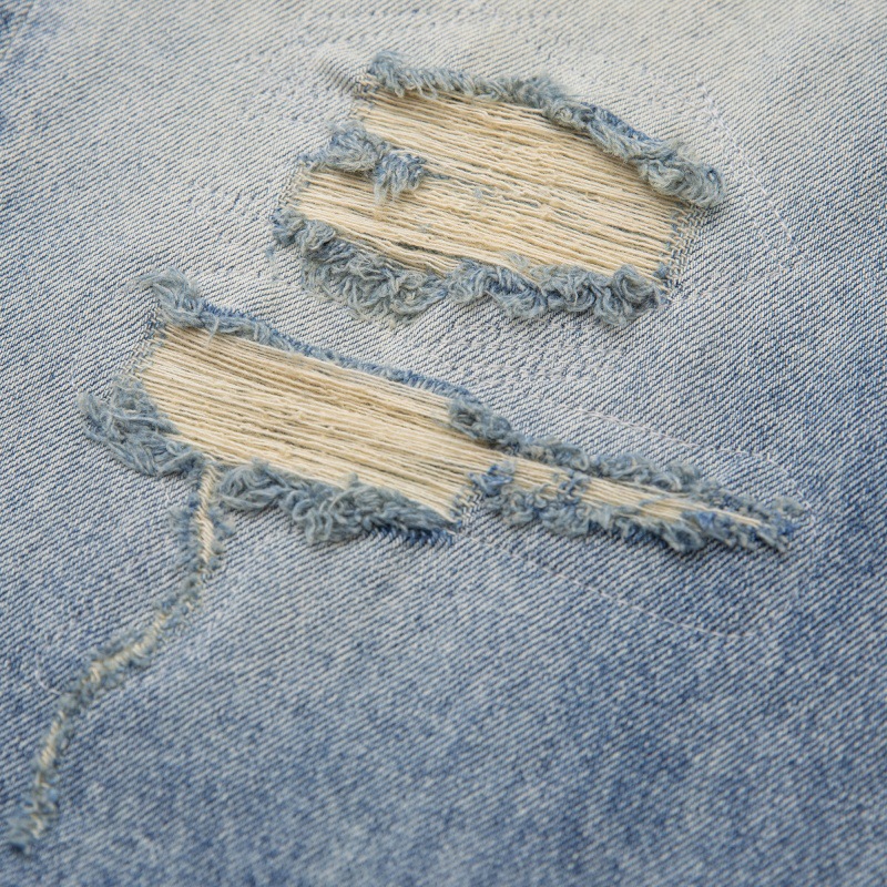 Heavy Washed Fleece Distressed Loose Casual Jeans Men