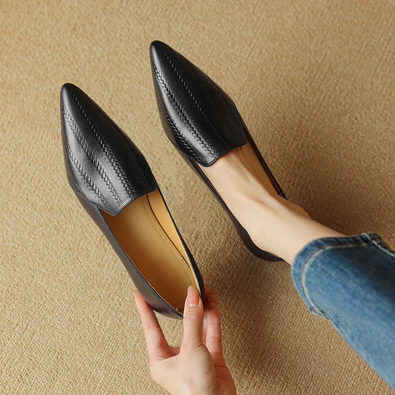 Premium Sheepskin Kitten Almond Pumps